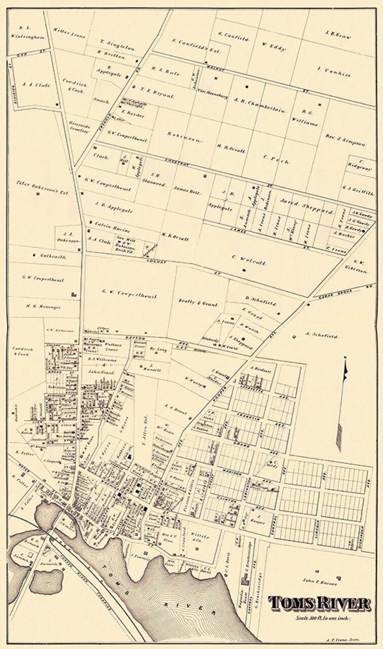 Toms River New Jersey Landowner - Irons 1878 Poster Print by Irons Irons # NJTO0001